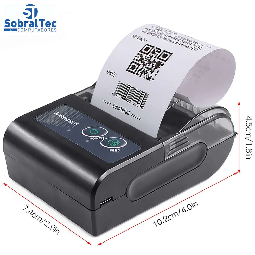 Mini Impressora Térmica 58mm Sem Fio Thermal Printer Aibecy